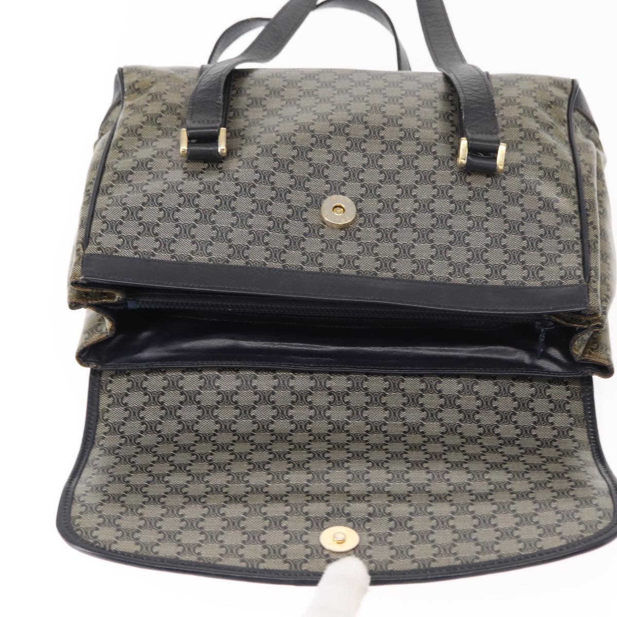 CELINE Macadam Canvas Shoulder Bag PVC Black Gold Auth 152036