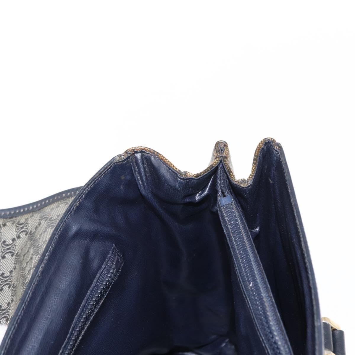 CELINE Macadam Canvas Shoulder Bag PVC Black Gold Auth 152036