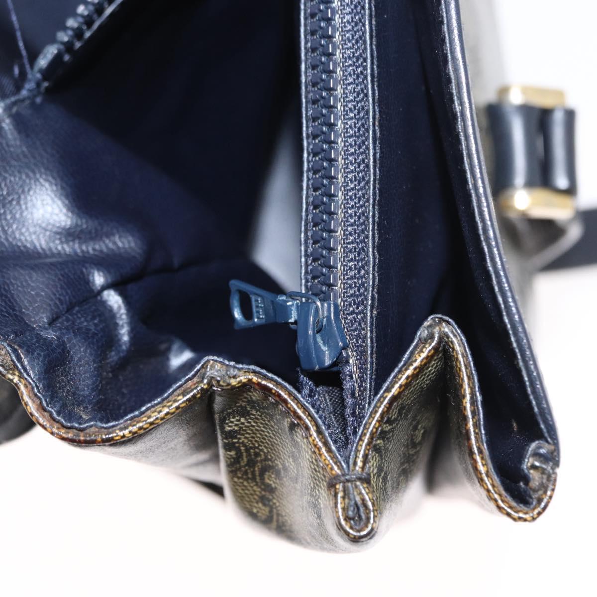 CELINE Macadam Canvas Shoulder Bag PVC Black Gold Auth 152036