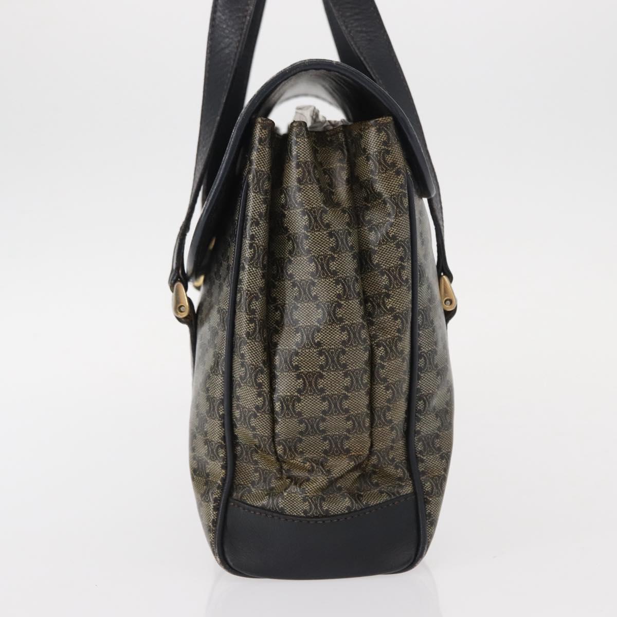 CELINE Macadam Canvas Shoulder Bag PVC Black Gold Auth 152036