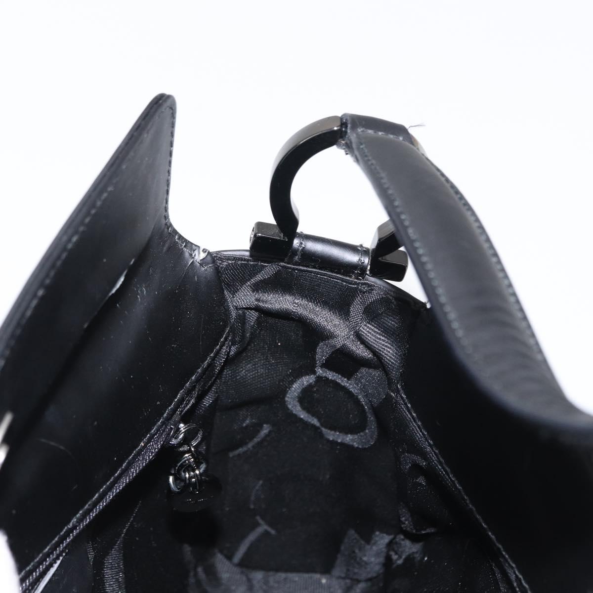 Salvatore Ferragamo Shoulder Bag Patent leather Black Silver Auth 152037