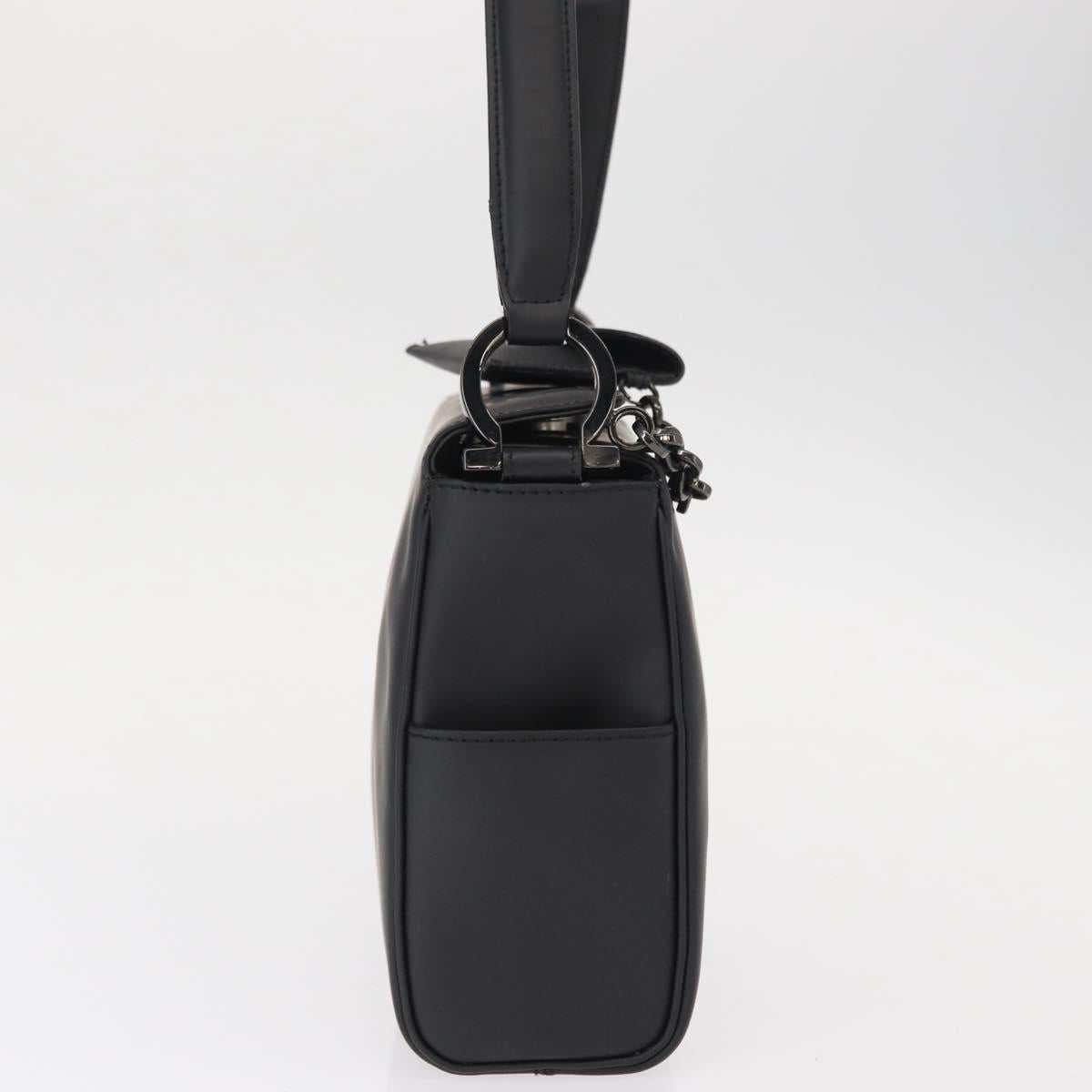 Salvatore Ferragamo Shoulder Bag Patent leather Black Silver Auth 152037