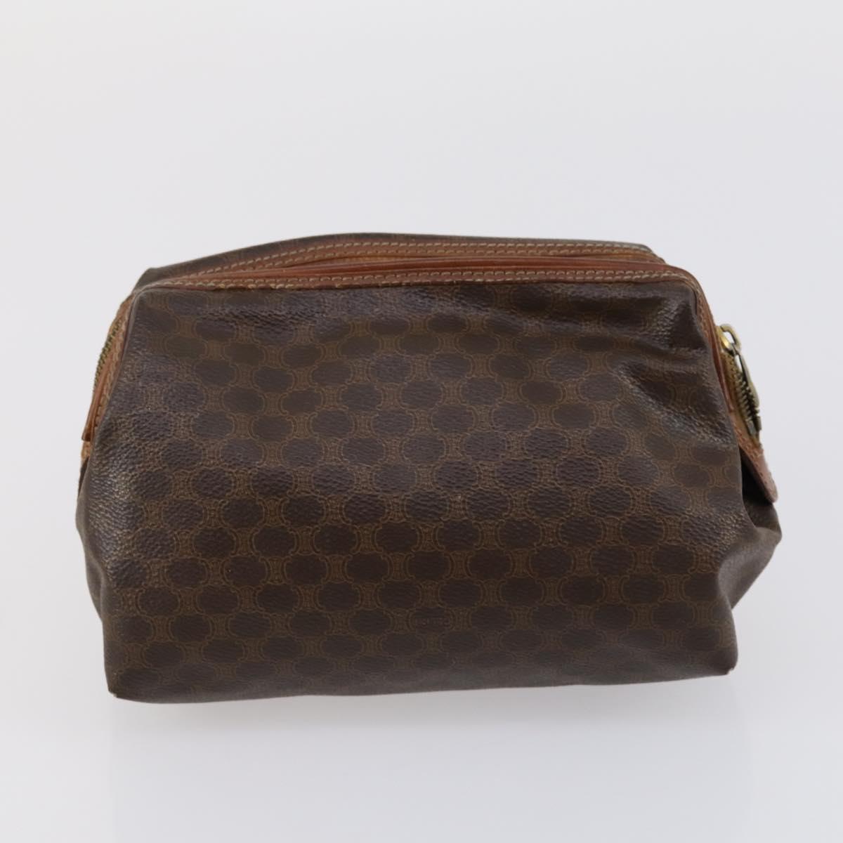 CELINE Macadam Canvas Clutch Bag PVC Leather 3 Set Brown Auth 152038