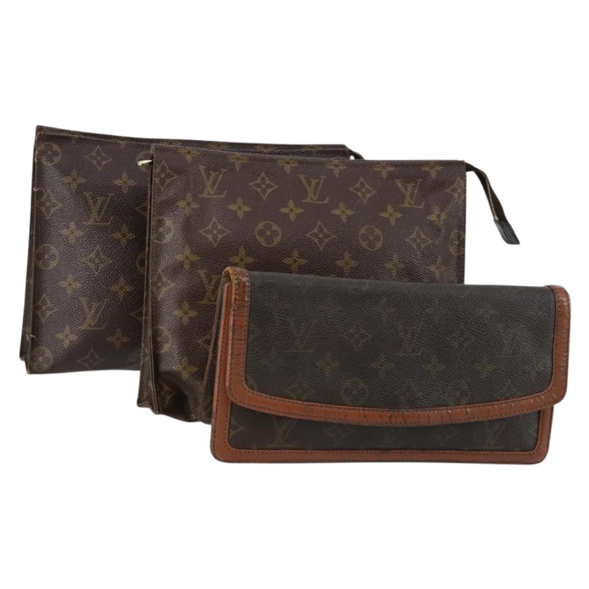 LOUIS VUITTON Monogram Clutch Bag 3 Set LV Auth 152039