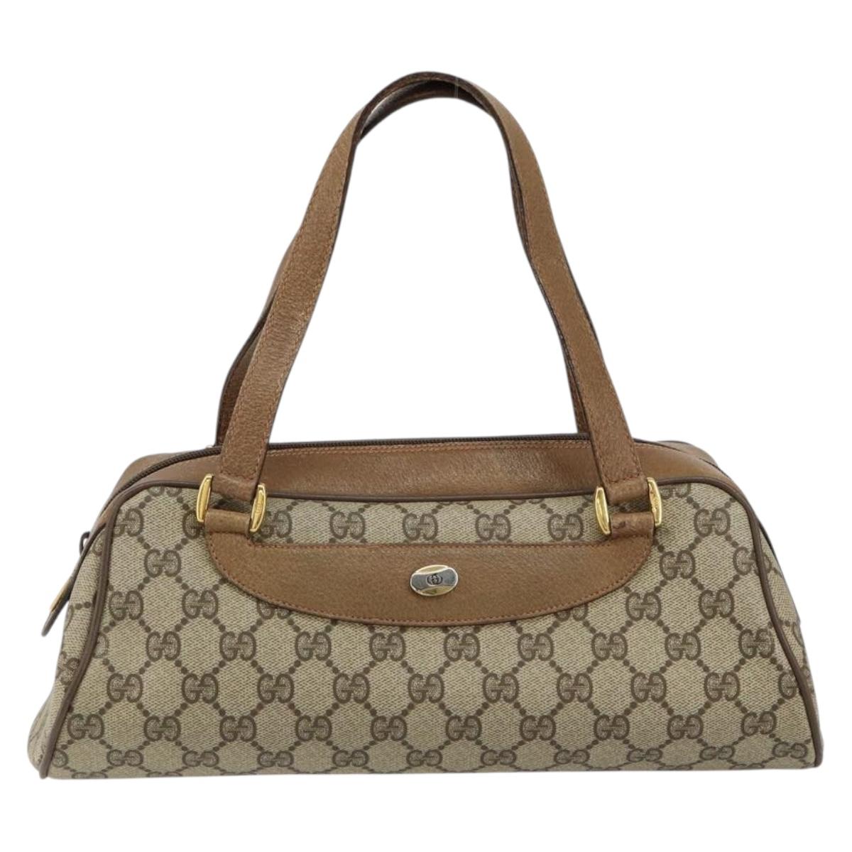 GUCCI GG Supreme Hand Bag PVC Beige Gold 89 02 062 Auth 152040