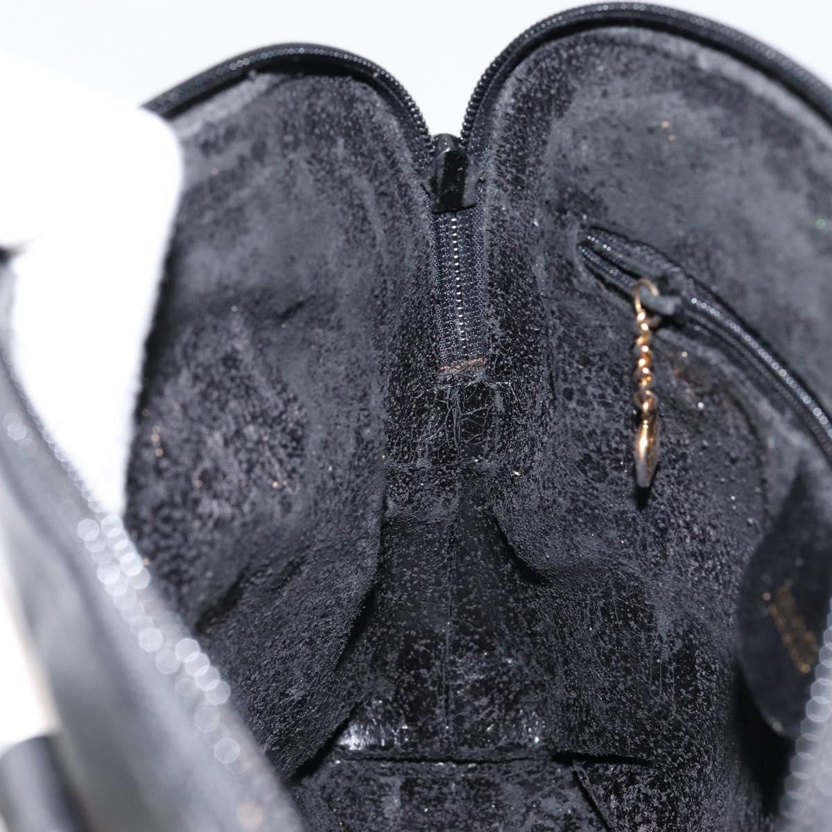 GUCCI Bamboo Hand Bag Leather Black Gold 000 1274 0290 Auth 152044