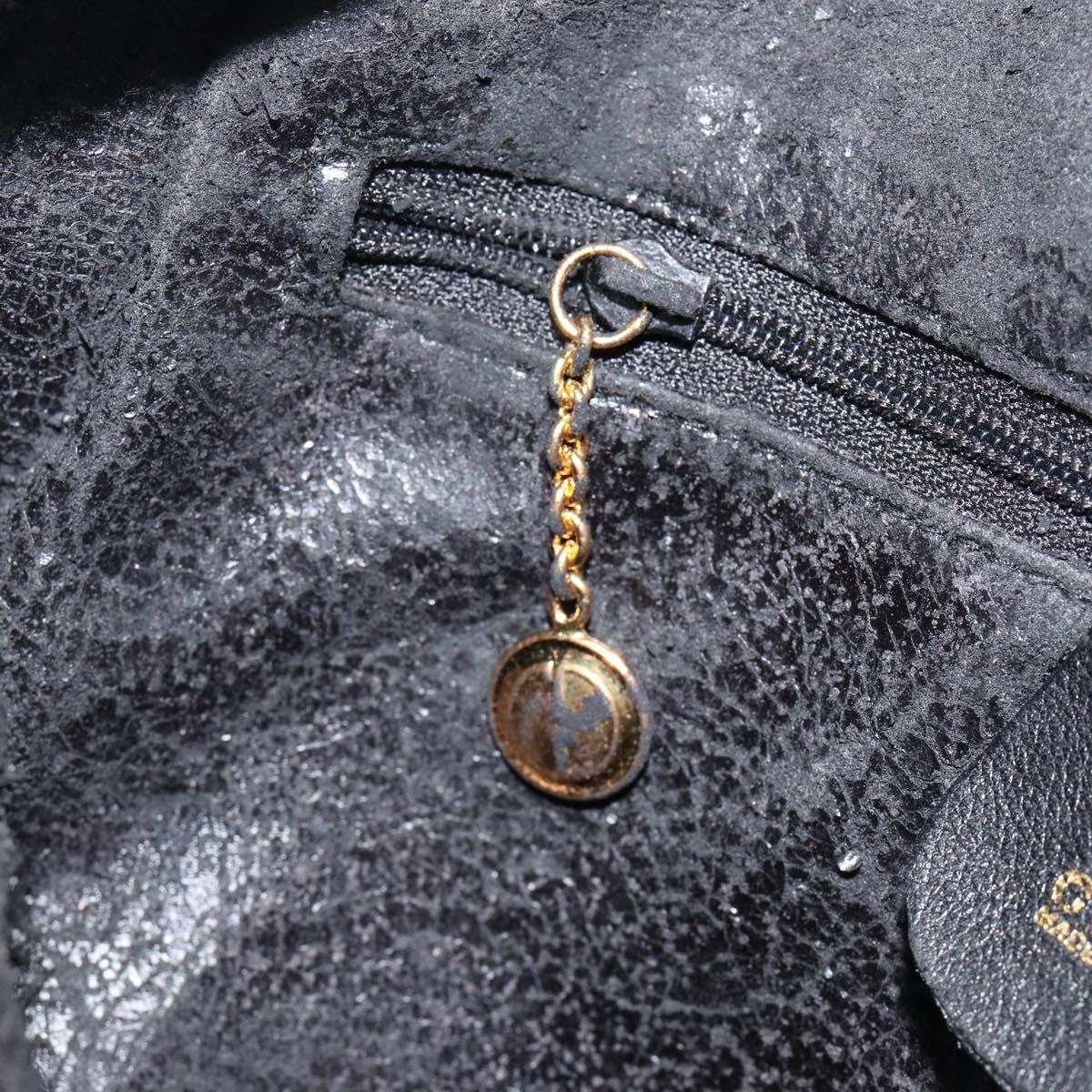 GUCCI Bamboo Hand Bag Leather Black Gold 000 1274 0290 Auth 152044