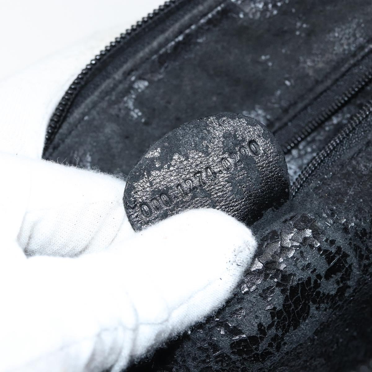 GUCCI Bamboo Hand Bag Leather Black Gold 000 1274 0290 Auth 152044