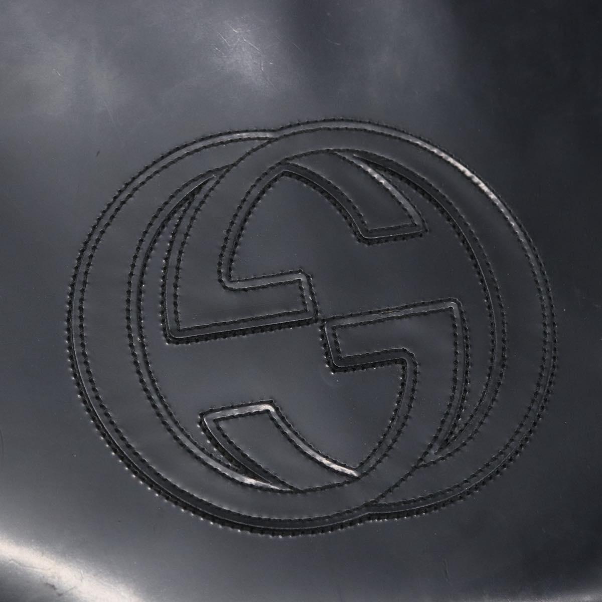 GUCCI Shoulder Bag Enamel Black 000 1013 0506 Auth 152045