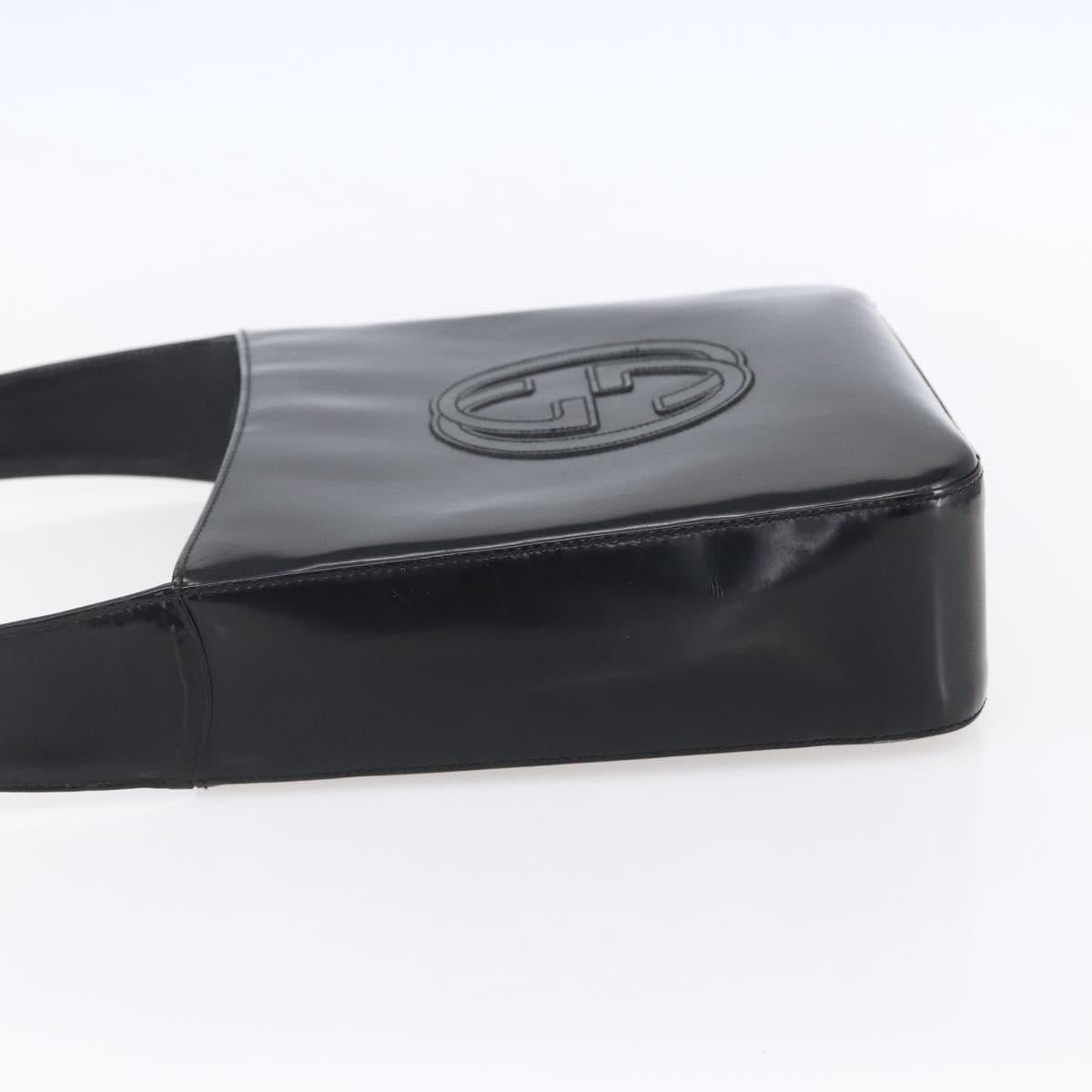 GUCCI Shoulder Bag Enamel Black 000 1013 0506 Auth 152045