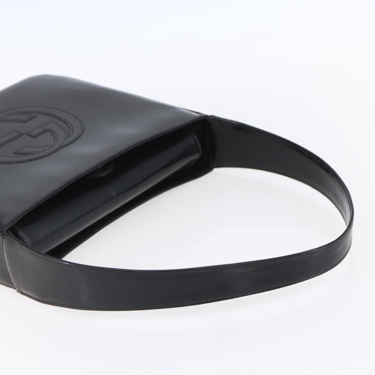GUCCI Shoulder Bag Enamel Black 000 1013 0506 Auth 152045