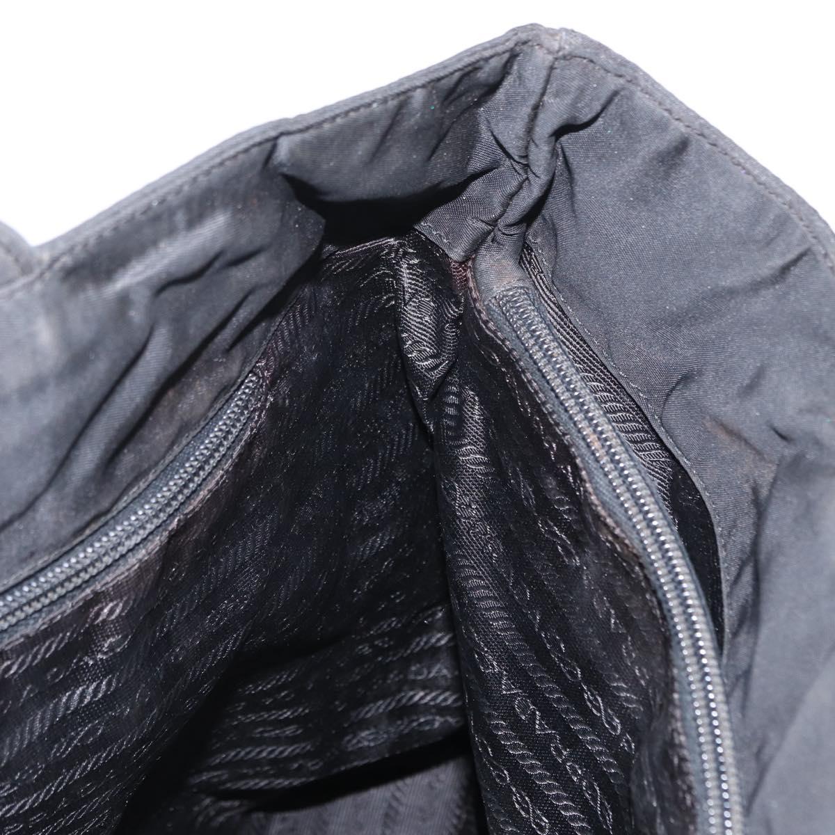 PRADA Tote Bag Nylon Black Gold Auth 152046