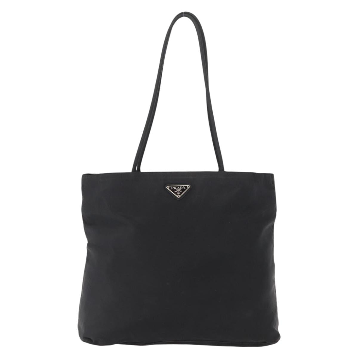 PRADA Tote Bag Nylon Black Gold Auth 152046