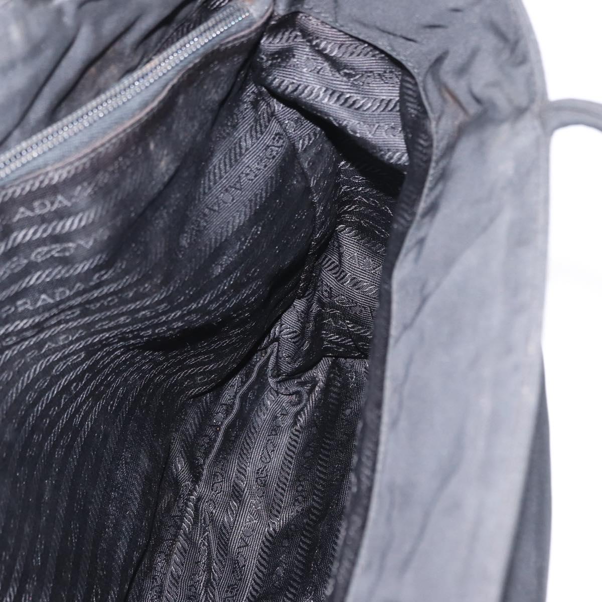 PRADA Tote Bag Nylon Black Gold Auth 152046