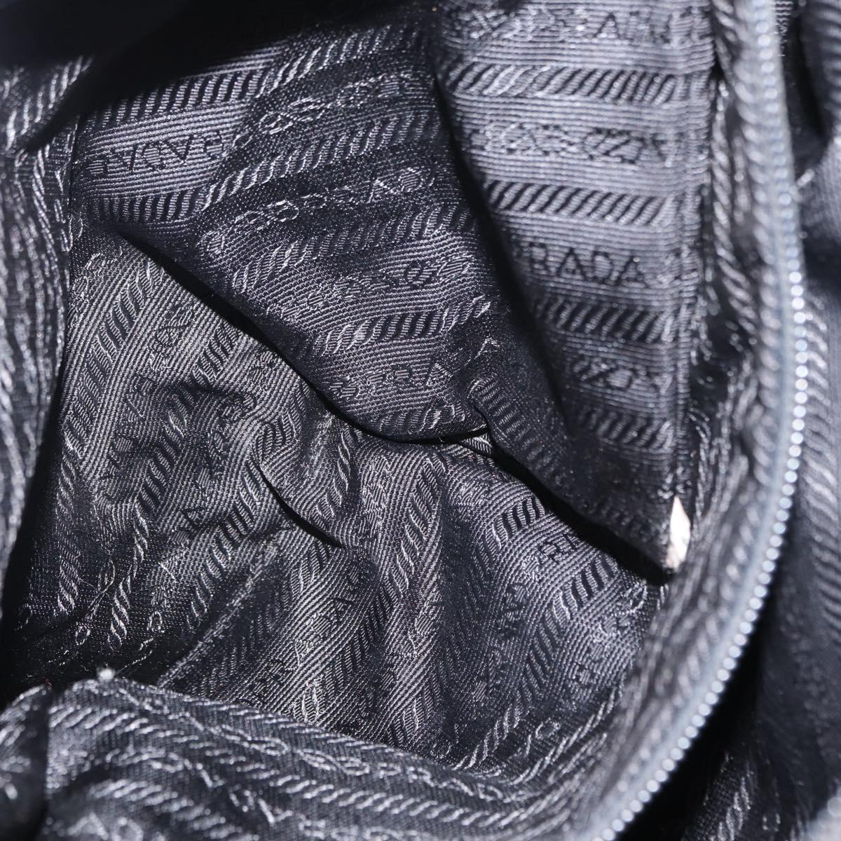 PRADA Tote Bag Nylon Black Gold Auth 152046