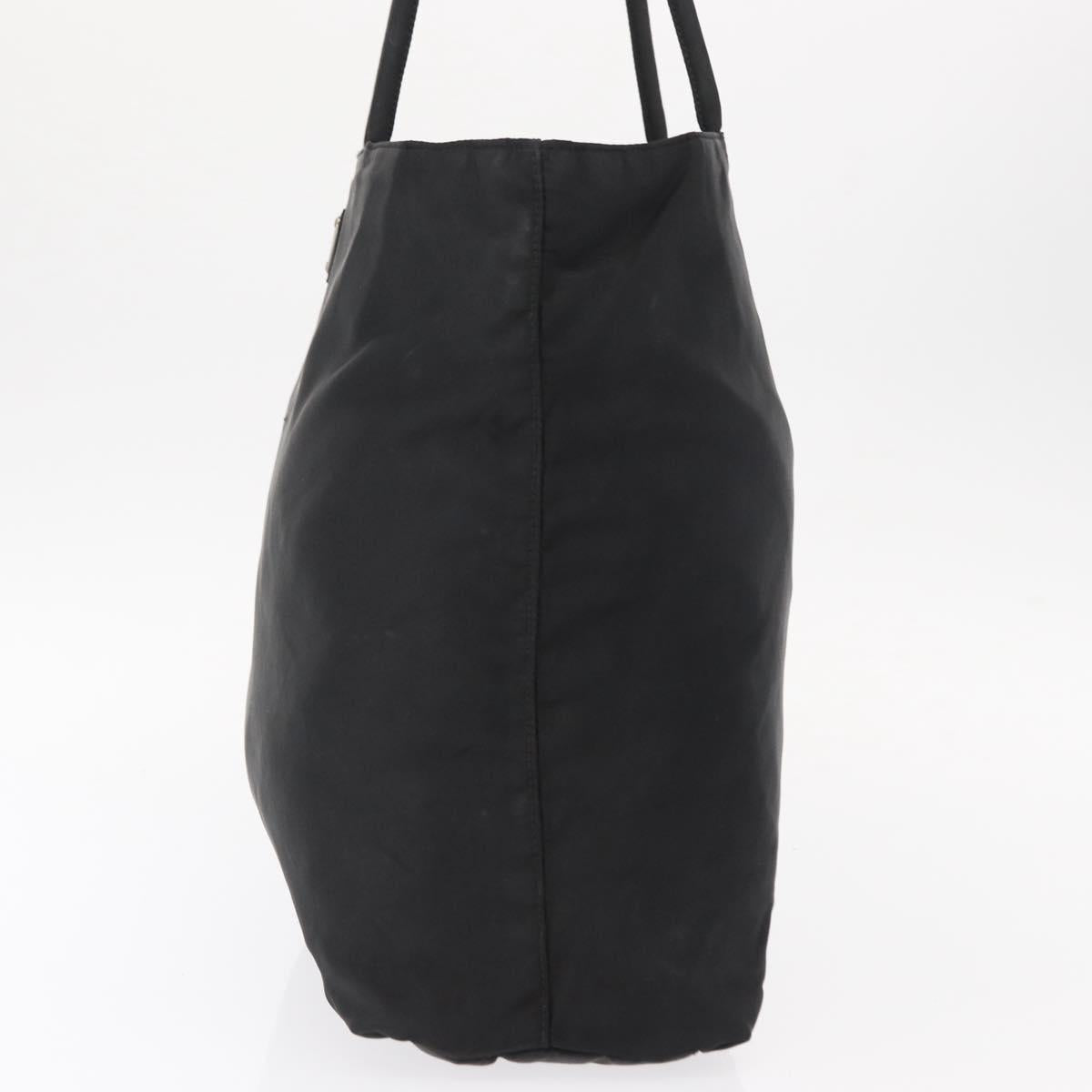 PRADA Tote Bag Nylon Black Gold Auth 152046