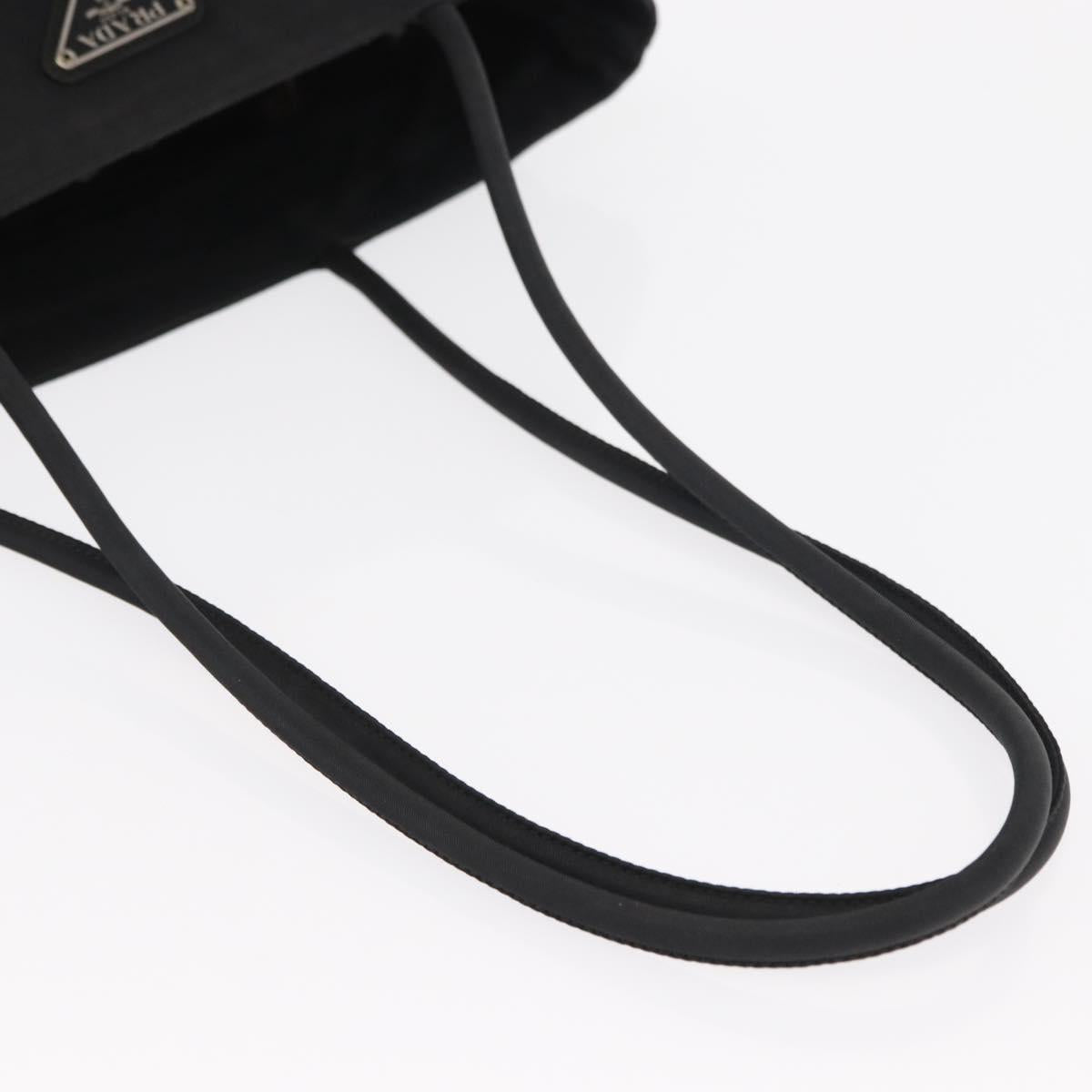 PRADA Tote Bag Nylon Black Gold Auth 152046