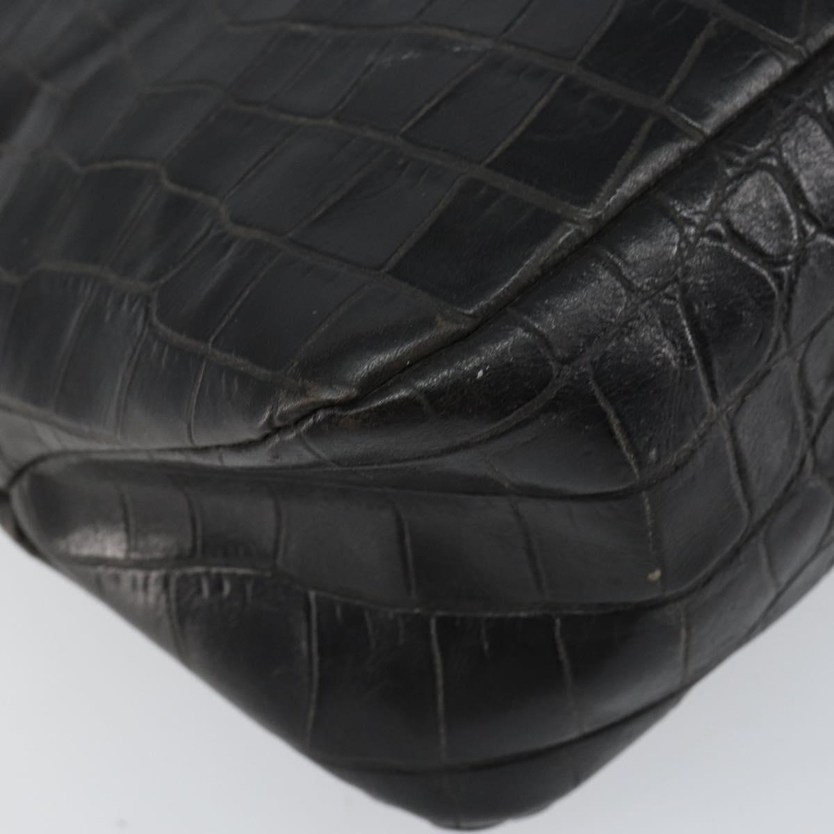 Gianni Versace Tote Bag Leather Black Gold Auth 152047