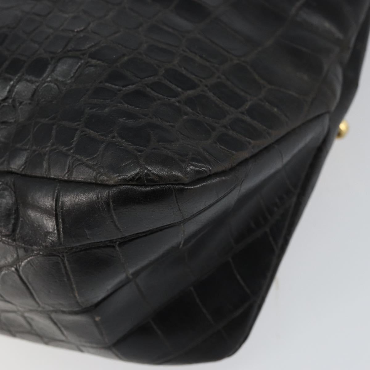 Gianni Versace Tote Bag Leather Black Gold Auth 152047