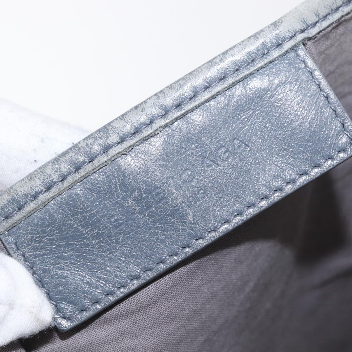 BALENCIAGA Navy Cabas M Hand Bag Canvas Leather White Silver 339936 Auth 152050