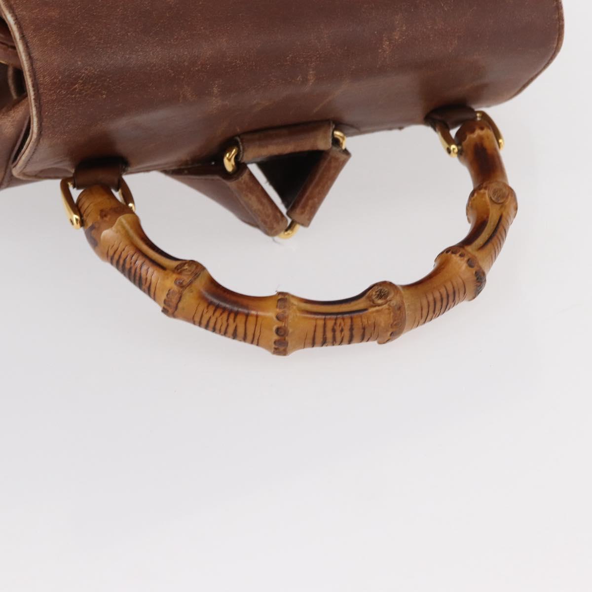 GUCCI Bamboo Backpack Leather Brown Gold 003 2058 0016 Auth 152053