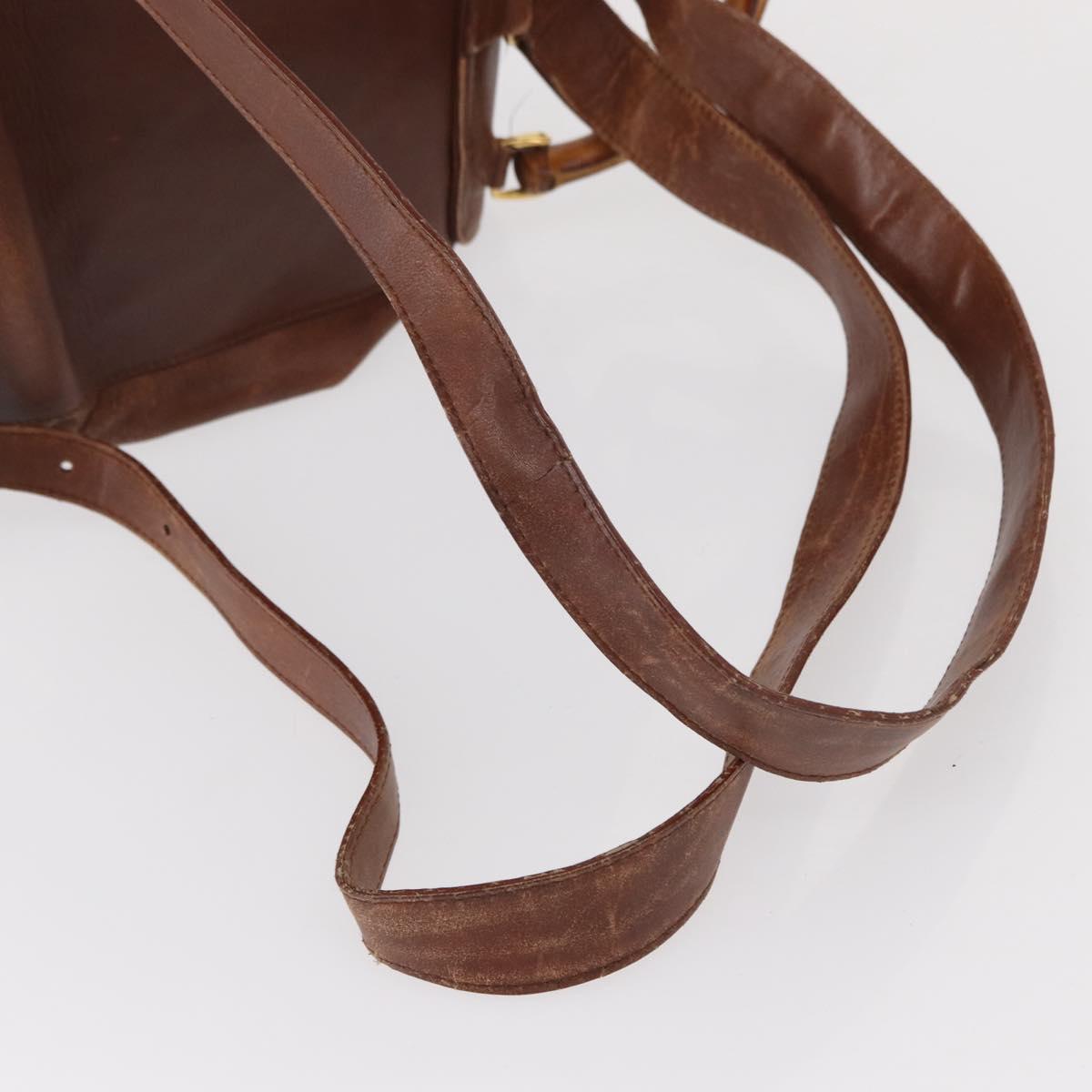 GUCCI Bamboo Backpack Leather Brown Gold 003 2058 0016 Auth 152053