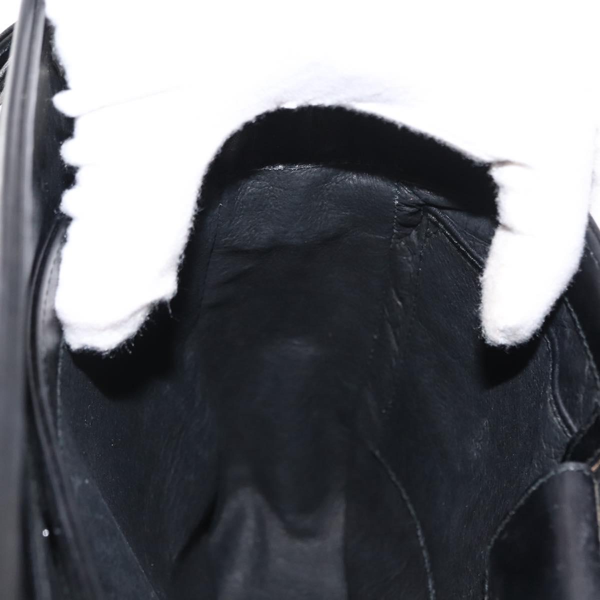 GUCCI Shoulder Bag Leather Black Gold Auth 152055