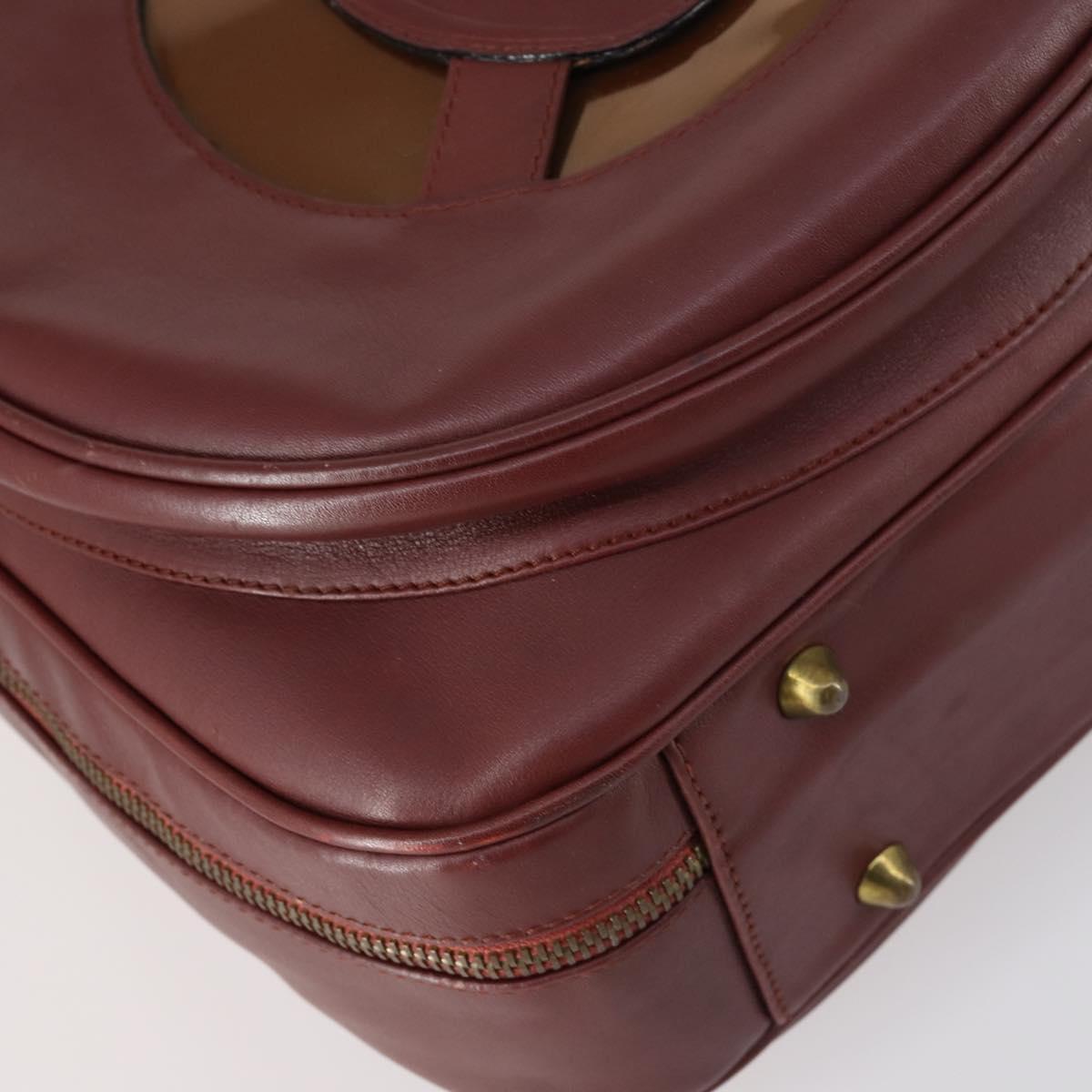 CARTIER Must Line Tennis Bag Leather Bordeaux Gold Auth 152057