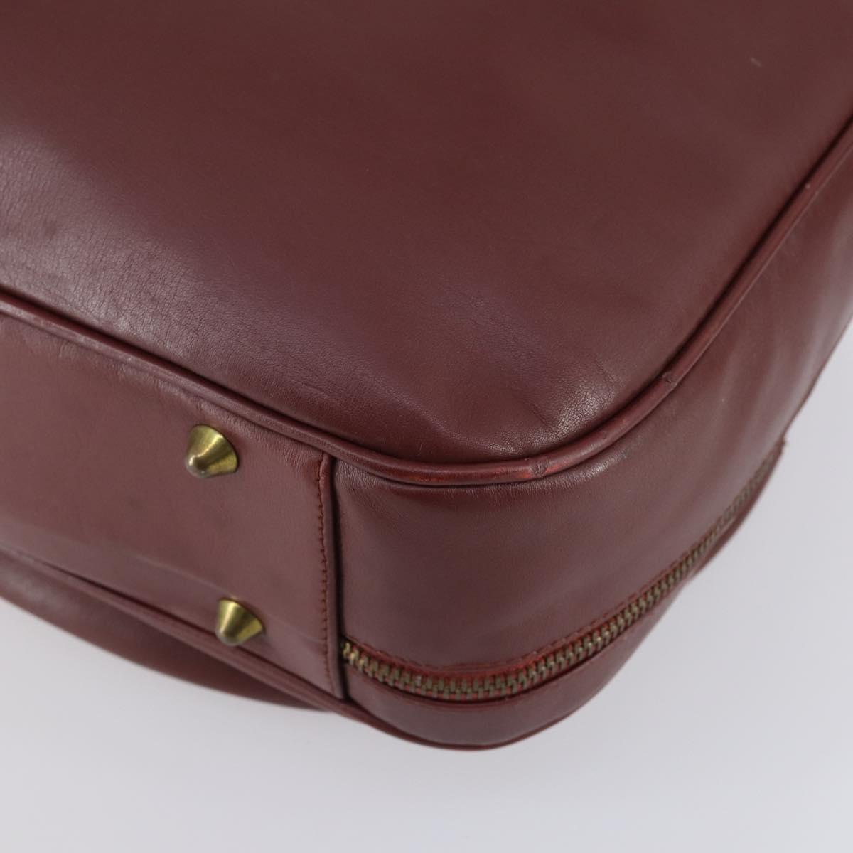 CARTIER Must Line Tennis Bag Leather Bordeaux Gold Auth 152057