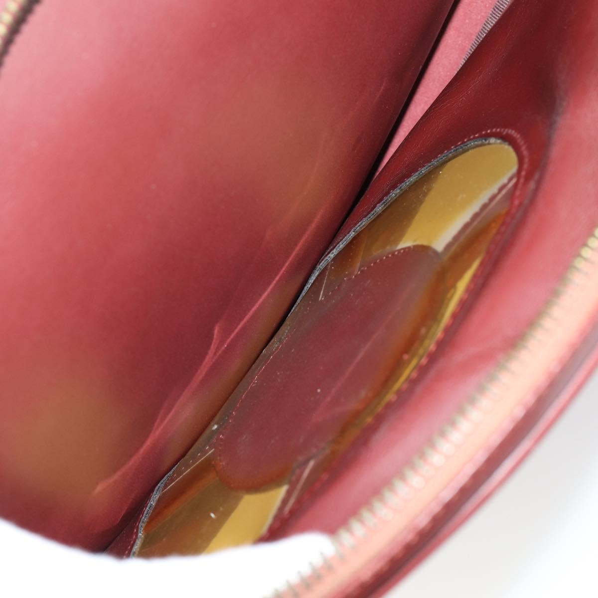 CARTIER Must Line Tennis Bag Leather Bordeaux Gold Auth 152057