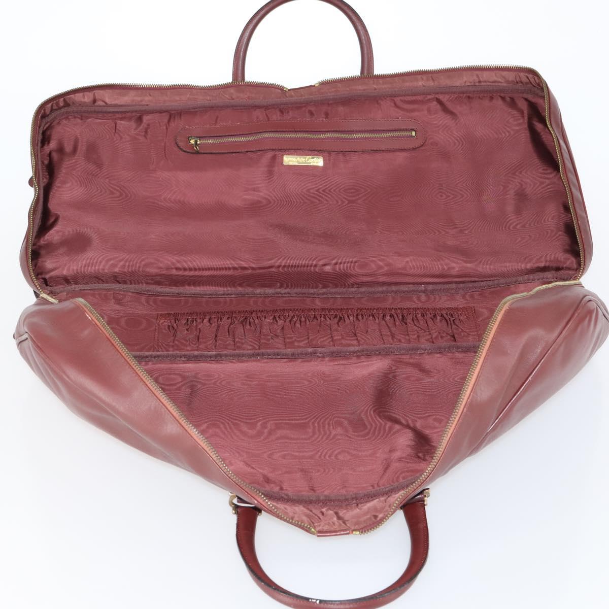 CARTIER Must Line Tennis Bag Leather Bordeaux Gold Auth 152057