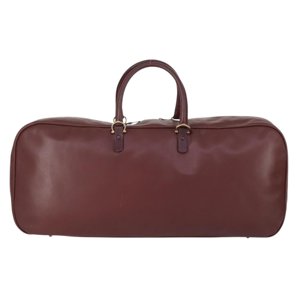 CARTIER Must Line Tennis Bag Leather Bordeaux Gold Auth 152057