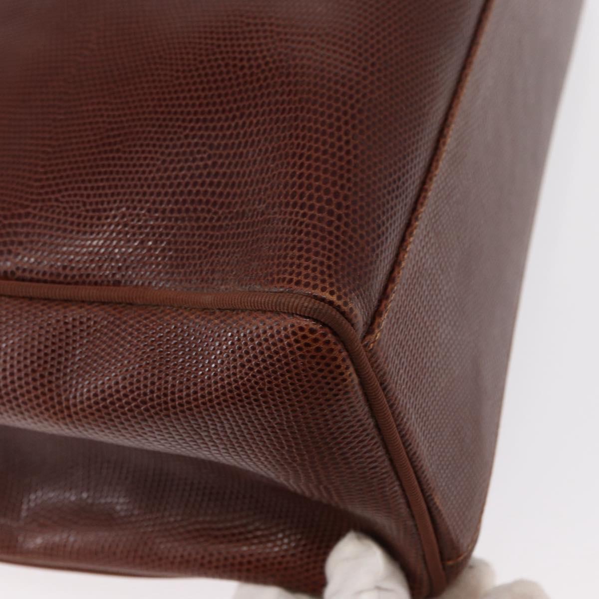 Salvatore Ferragamo Tote Bag Leather Embossed Brown Gold Auth 152061