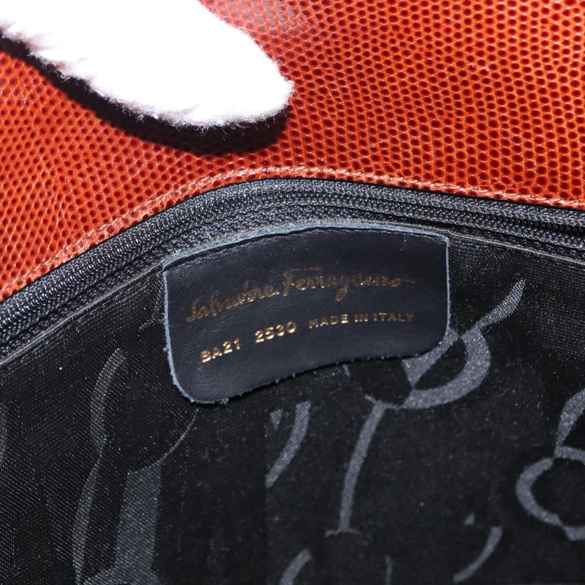 Salvatore Ferragamo Tote Bag Leather Embossed Brown Gold Auth 152061