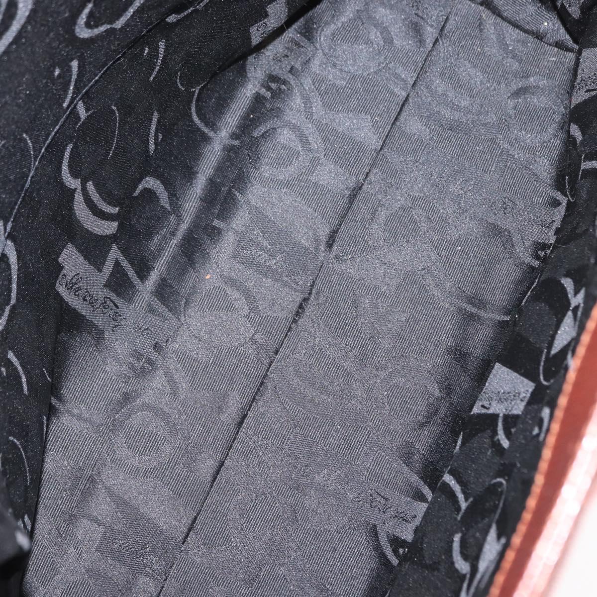 Salvatore Ferragamo Tote Bag Leather Embossed Brown Gold Auth 152061