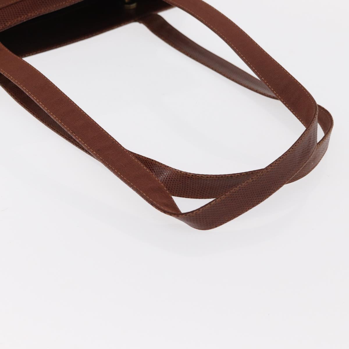 Salvatore Ferragamo Tote Bag Leather Embossed Brown Gold Auth 152061