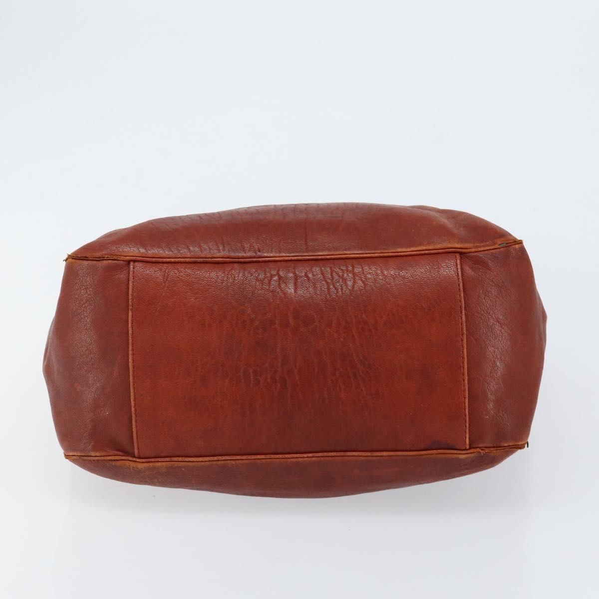 SAINT LAURENT Hand Bag Leather Gold Red Auth 152066