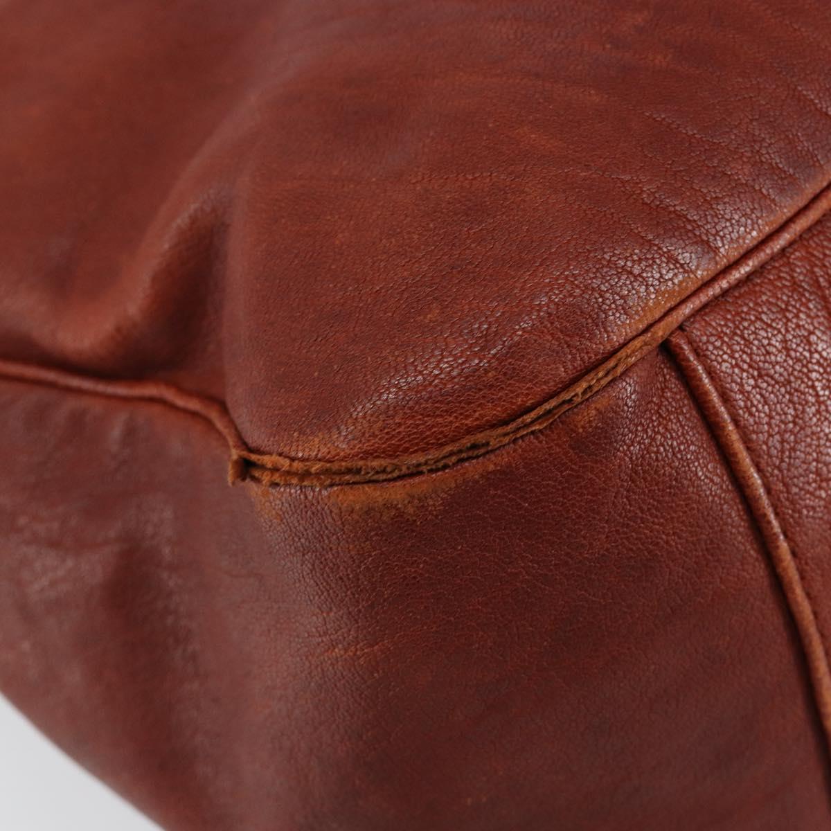 SAINT LAURENT Hand Bag Leather Gold Red Auth 152066