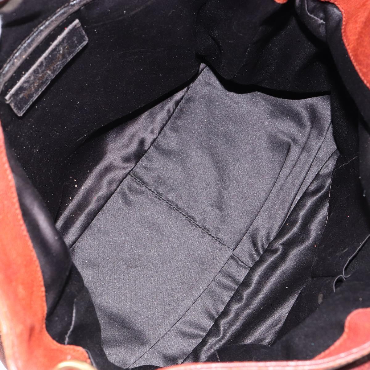 SAINT LAURENT Hand Bag Leather Gold Red Auth 152066