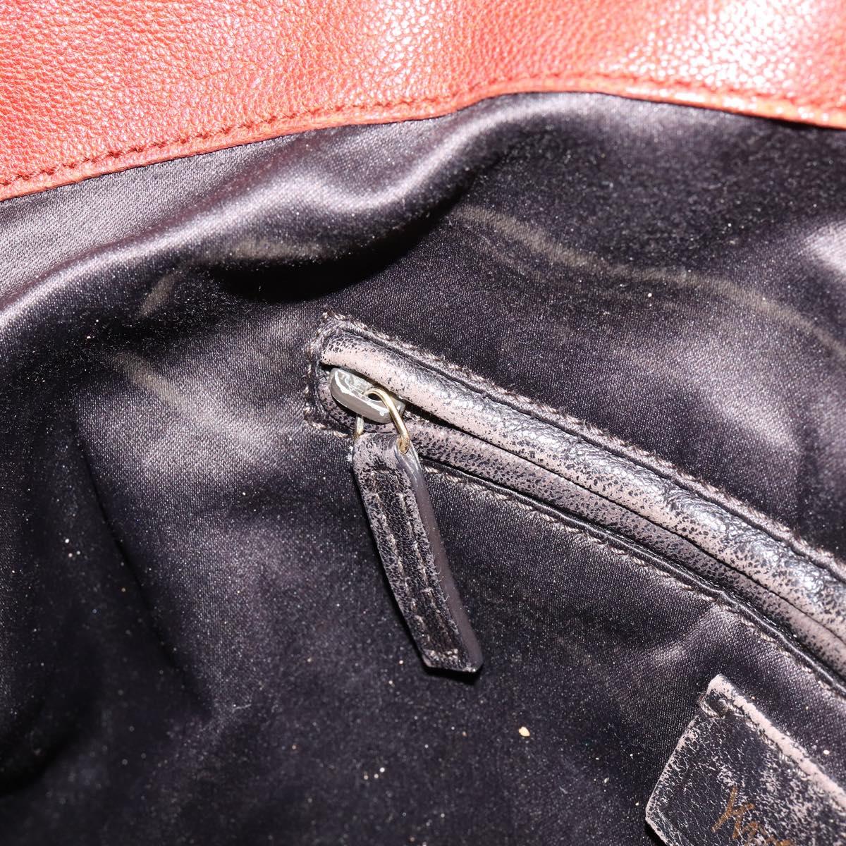 SAINT LAURENT Hand Bag Leather Gold Red Auth 152066