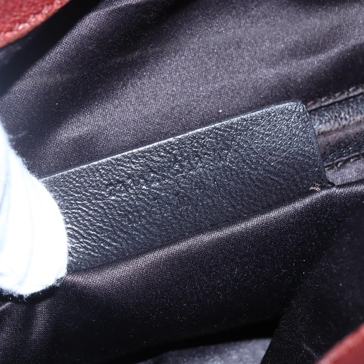 SAINT LAURENT Hand Bag Leather Gold Red Auth 152066