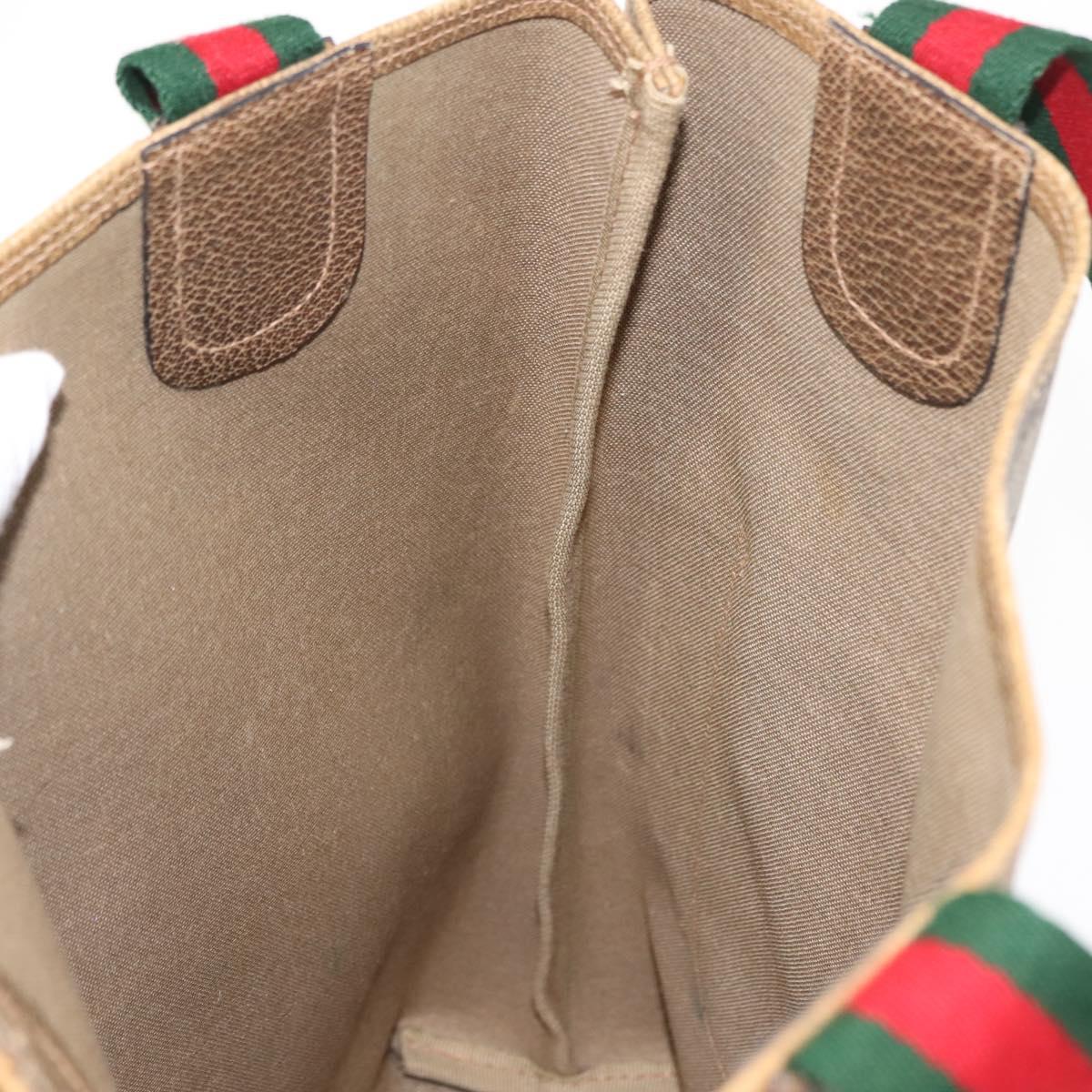 GUCCI GG Supreme Web Sherry Line Tote Bag PVC Beige Red 39 02 003 Auth 152070