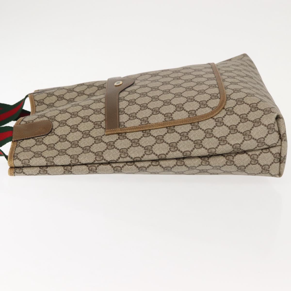 GUCCI GG Supreme Web Sherry Line Tote Bag PVC Beige Red 39 02 003 Auth 152070