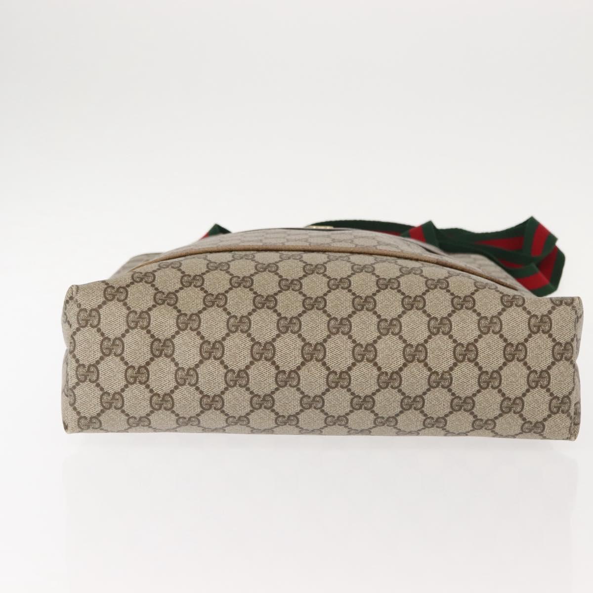 GUCCI GG Supreme Web Sherry Line Tote Bag PVC Beige Red 39 02 003 Auth 152070