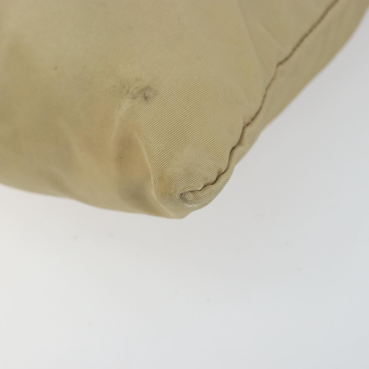 PRADA Shoulder Bag Nylon Beige Silver Auth 152076