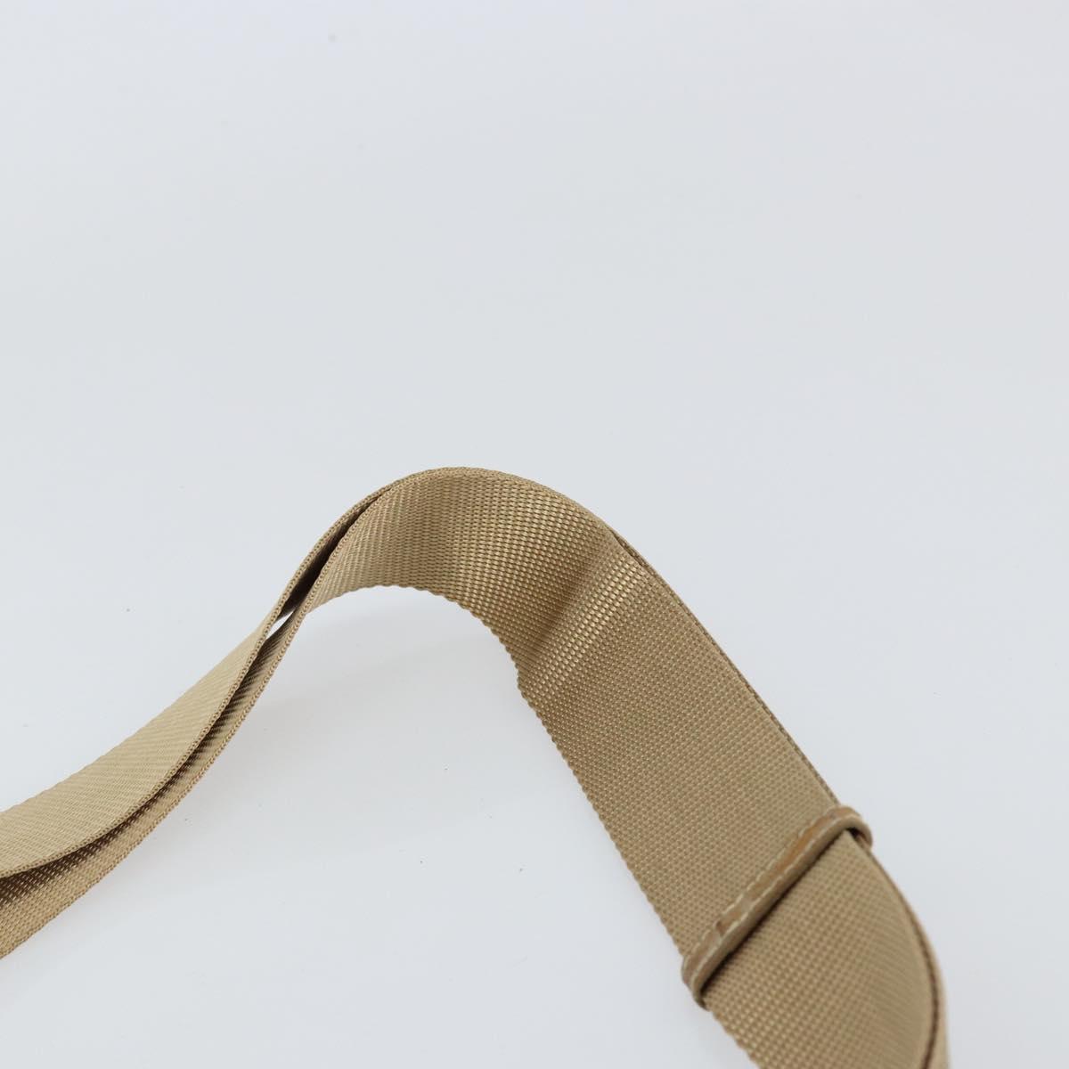 PRADA Shoulder Bag Nylon Beige Silver Auth 152076