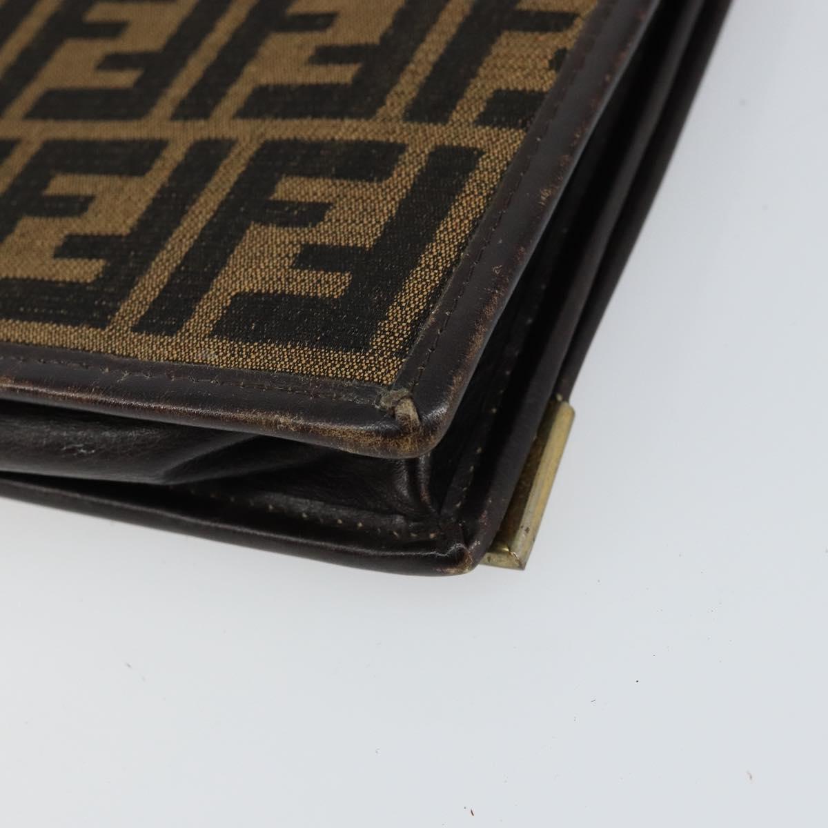 FENDI Zucca Canvas Shoulder Bag Black Brown Auth 152077