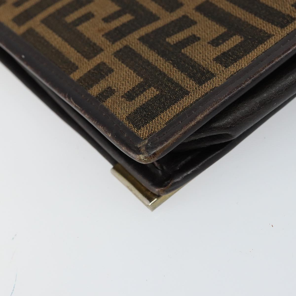 FENDI Zucca Canvas Shoulder Bag Black Brown Auth 152077