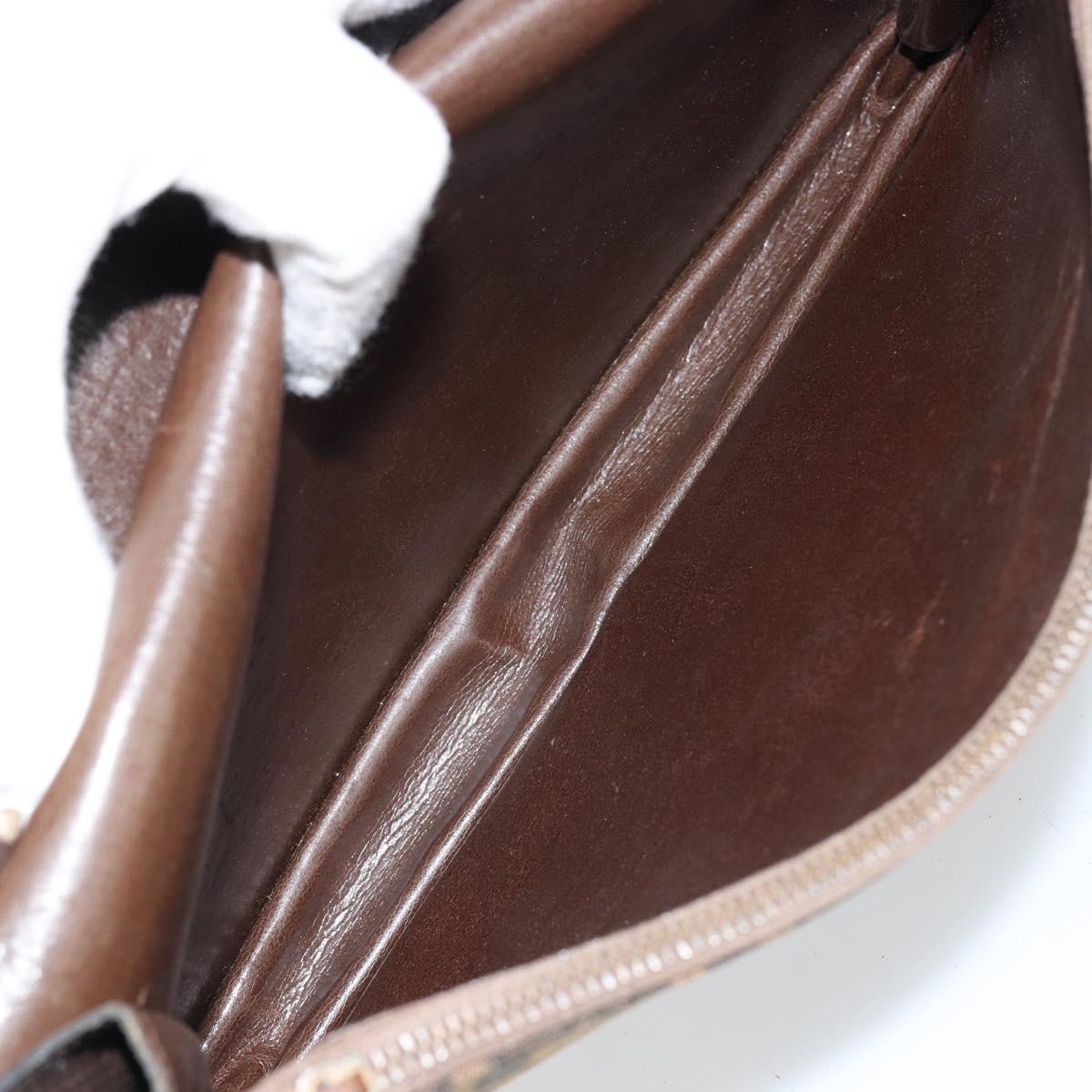 FENDI Zucca Canvas Shoulder Bag Black Brown Auth 152077