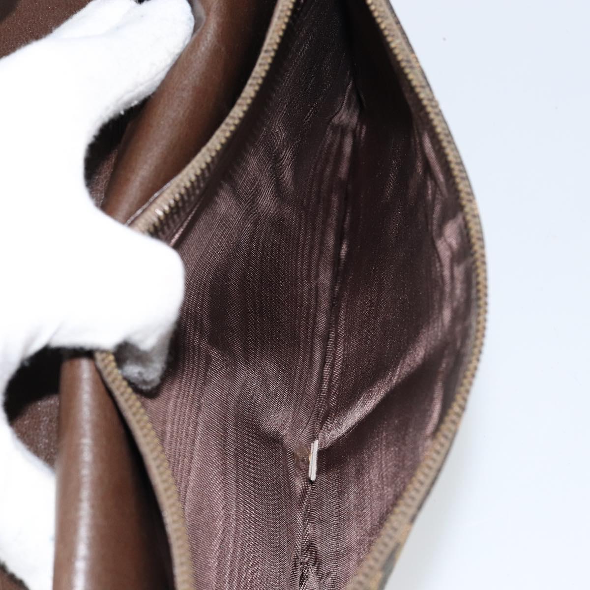 FENDI Zucca Canvas Shoulder Bag Black Brown Auth 152077